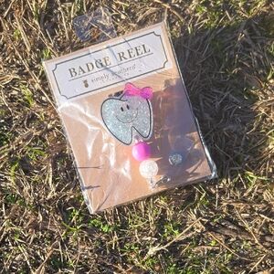 Simply Southern Glitter Tooth Badge Reel with Pink Accents